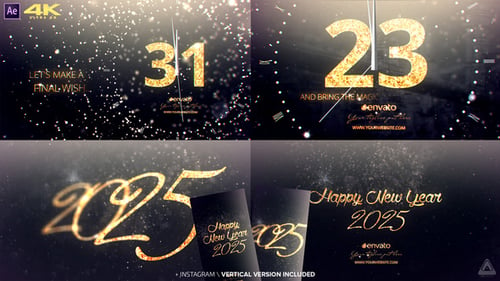 Download New Year Midnight Gold Countdown 2024 After Effect Template