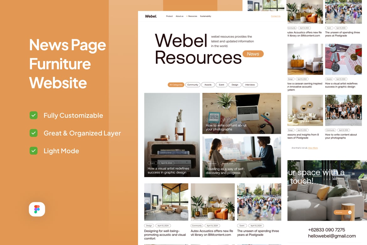 Download News Page Furniture Website - Webel Figma Design