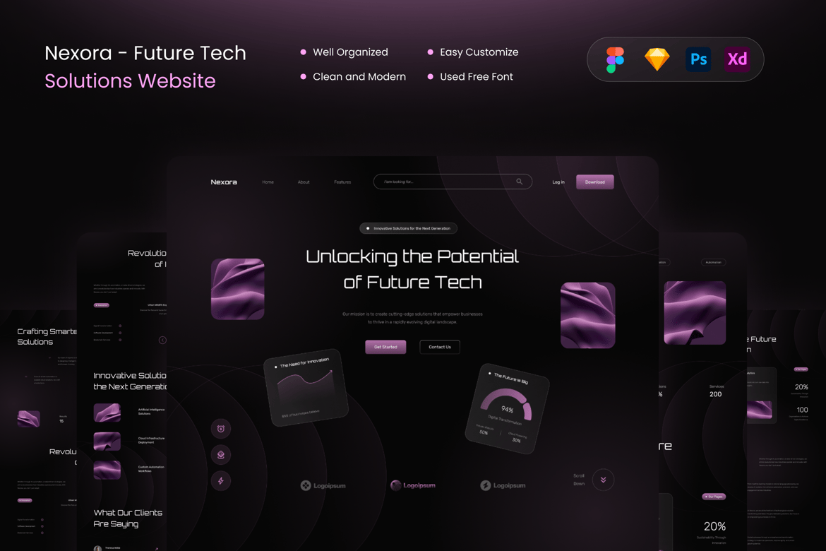 Download Nexora - Future Tech Solutions Website Figma Design