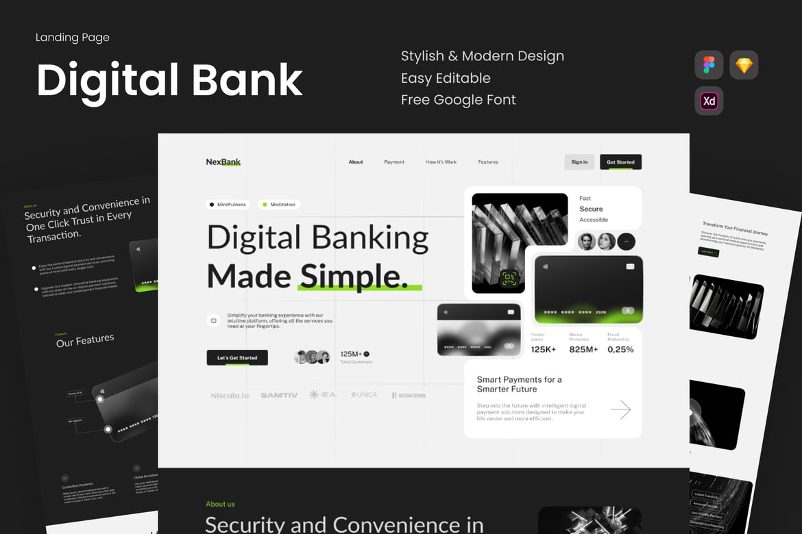 Download NextBank - Fintech Digital Paymeny Landing Page Figma Design