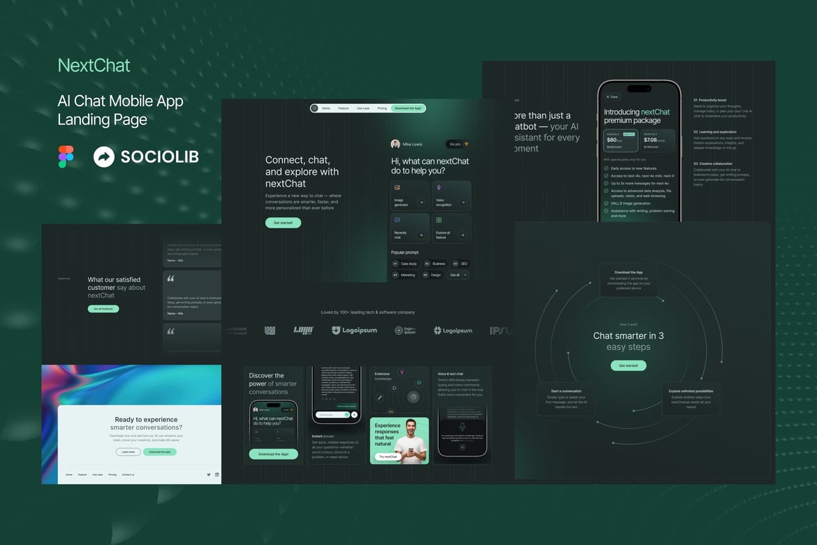 Download NextChat - AI Chat Landing Page Figma Design