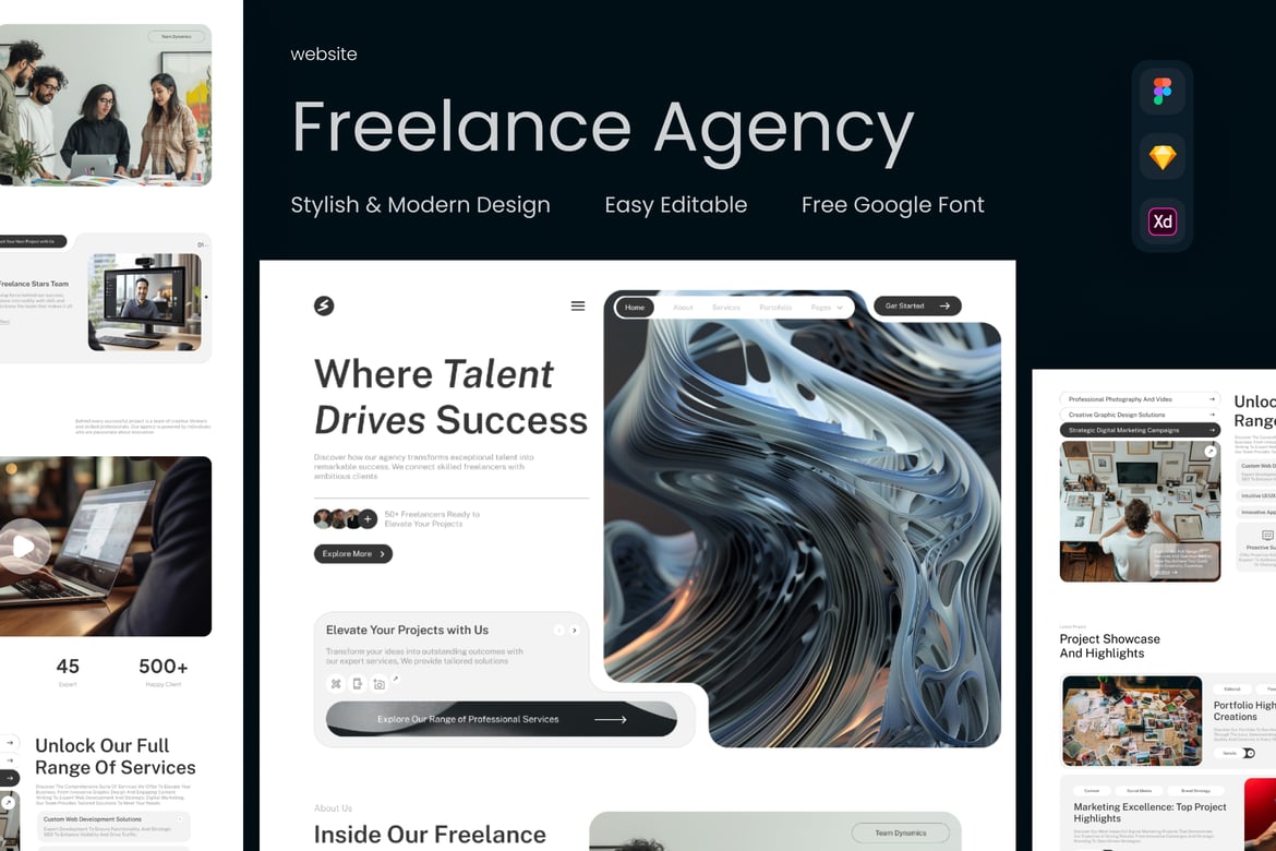 Download NextGen - Freelance Agency Landing Page Figma Design