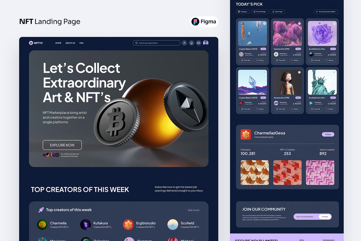 Download NFT Landing Page Figma Design