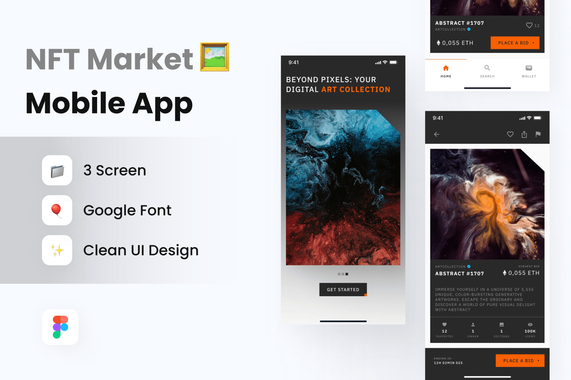 Download NFT Marketplace - Mobile App Figma Design