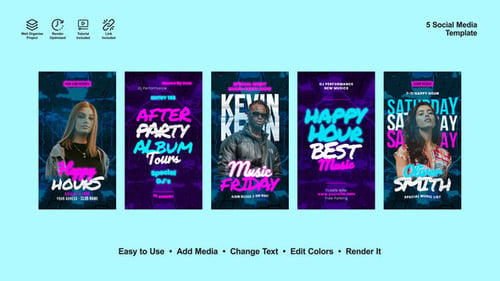 Download Night Party Instagram Stories After Effect Template