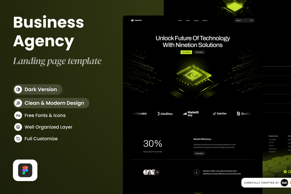 Download Ninetion - Business Agency Landing Page Figma Design