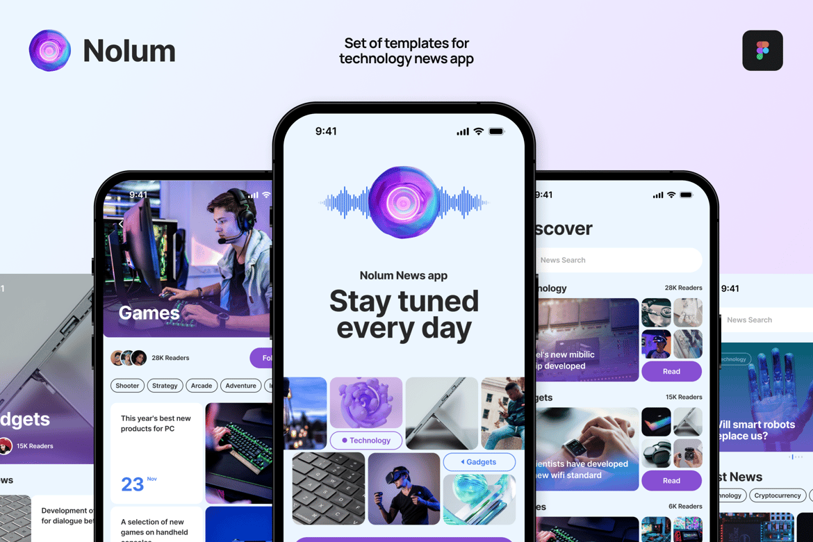 Download Nolum Templates Technology News App Figma Design