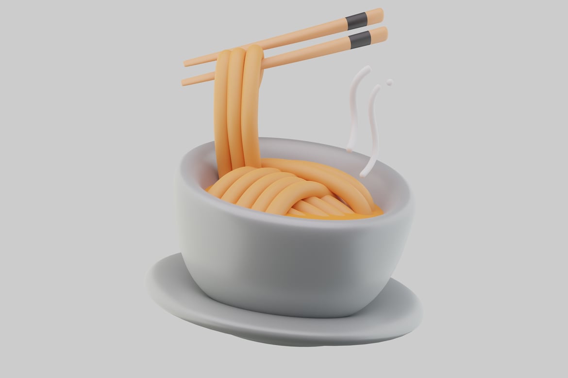 Download Noodles with chopsticks 3D Model