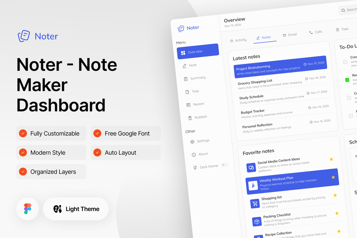 Download Noter - Note Maker Dashboard Page  Figma Design