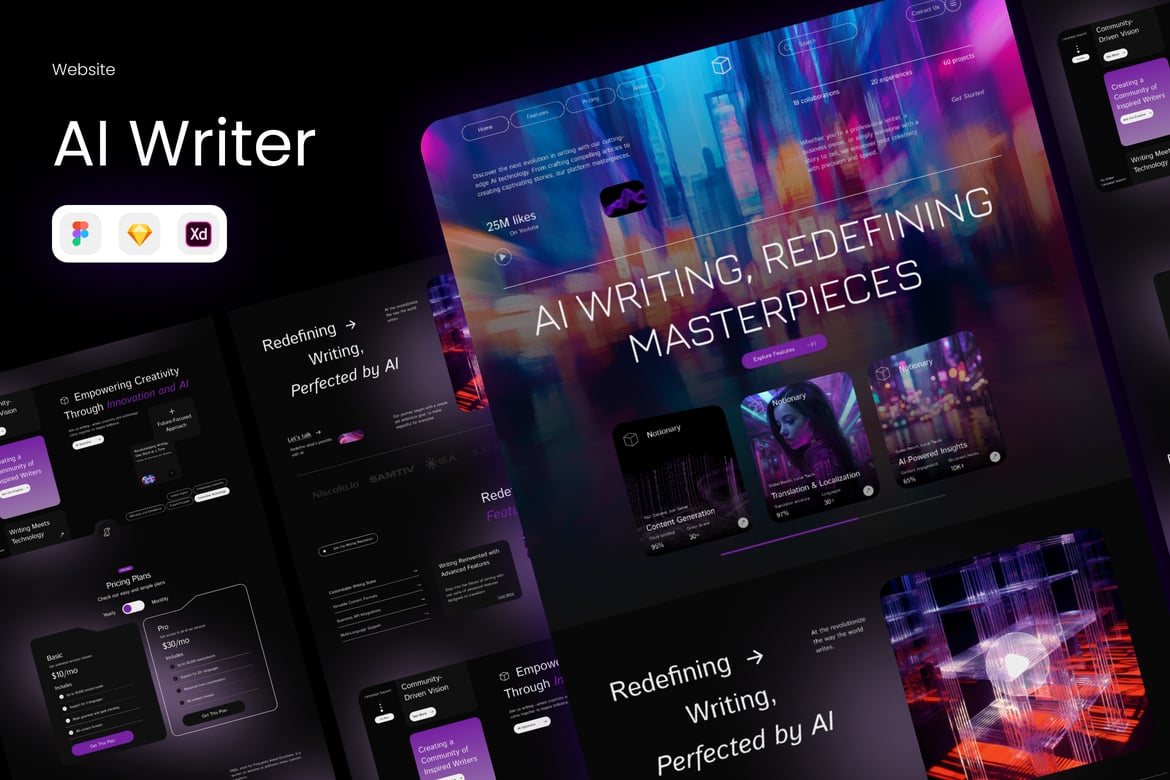 Download Notionary - AI Writer Landing Page Figma Design