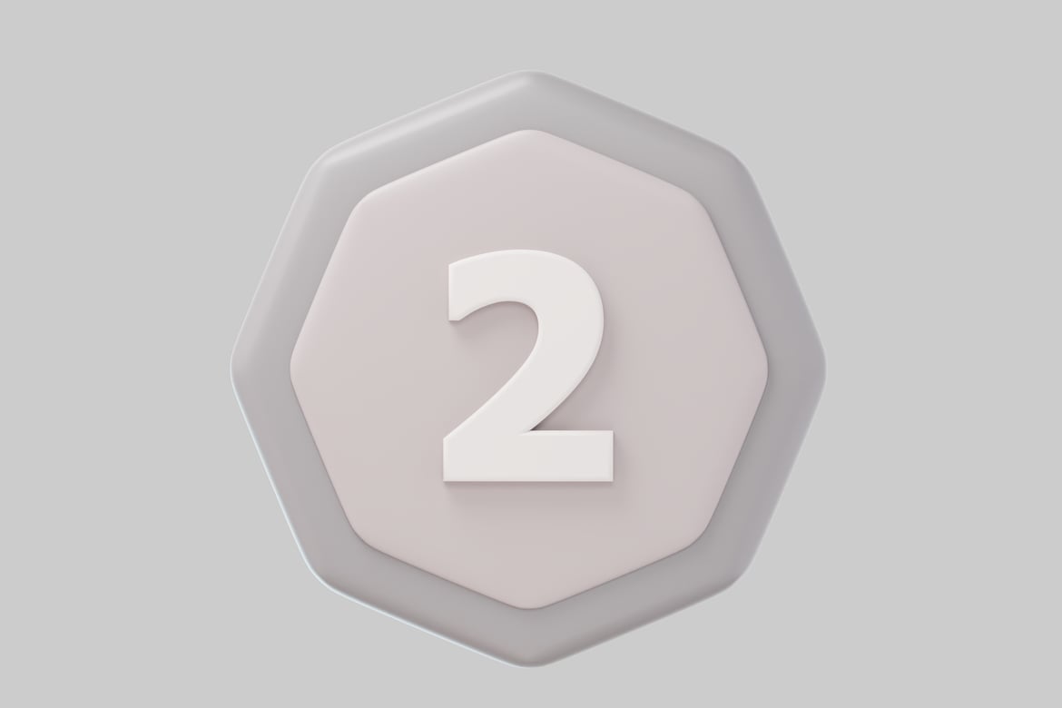 Download Number 2 in a Hexagonal Shape 3D Model