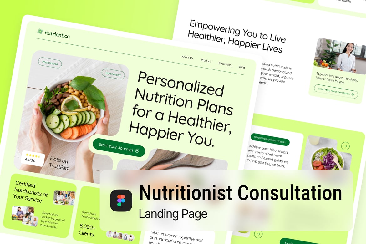 Download Nutritionist Consultation Landing Page Figma Design