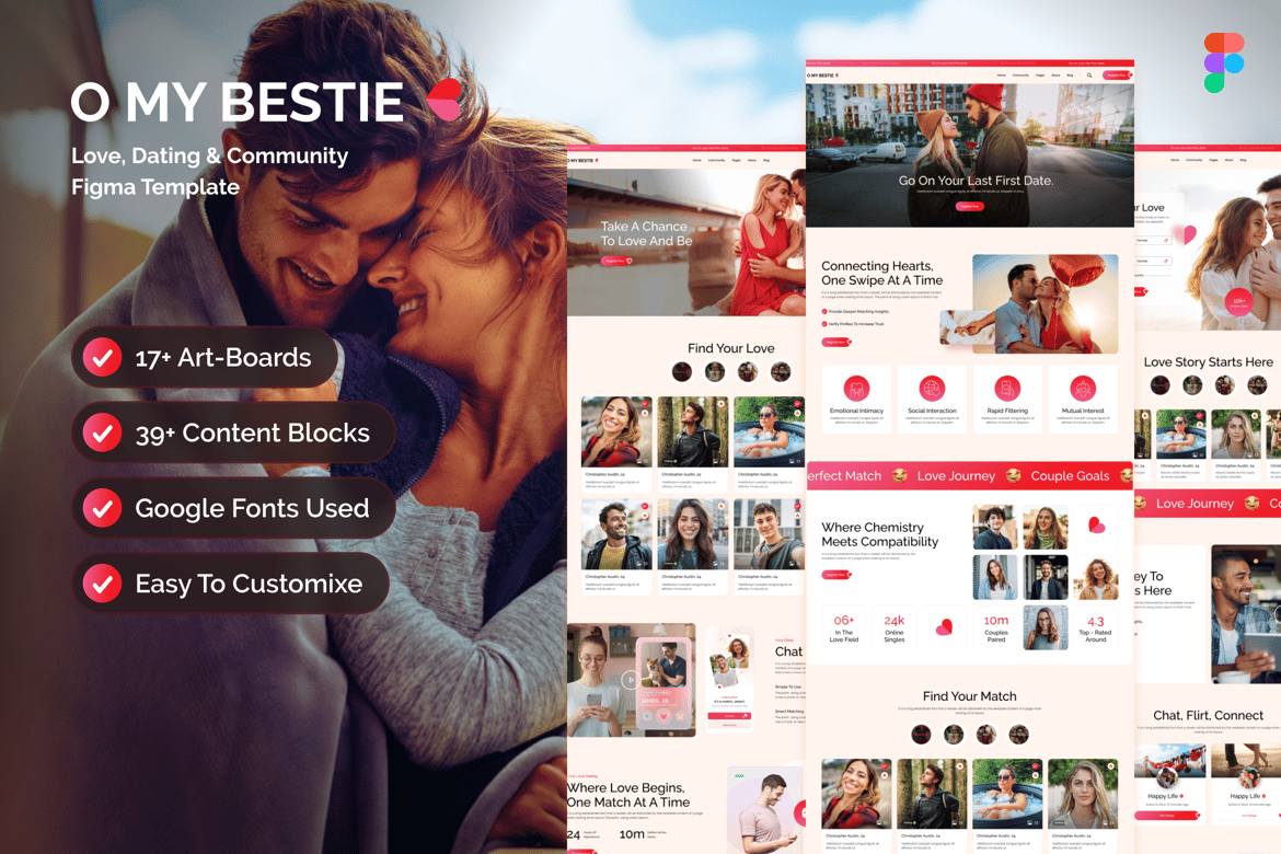 Download O My Bestie - Dating, Social Network Website Figma Figma Design