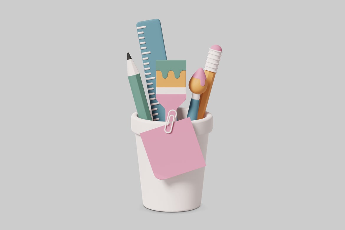 Download Objects in a white cup. 3D Model