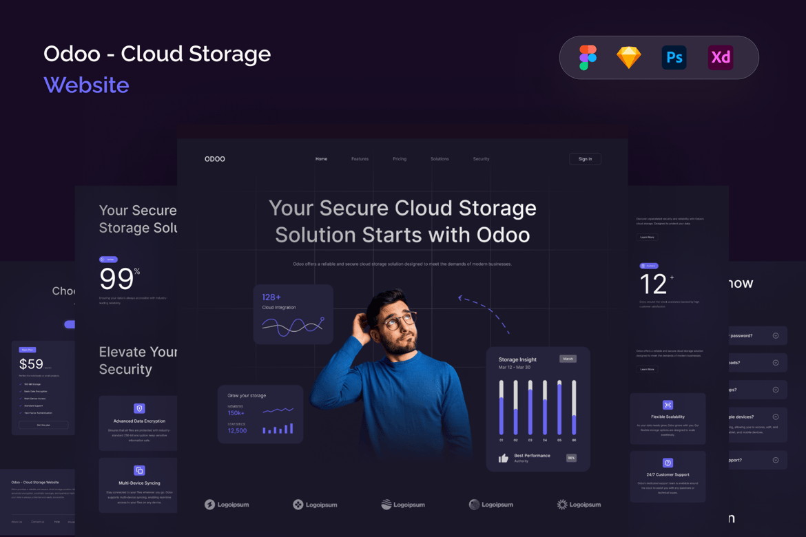 Download Odoo - Cloud Storage Website Figma Design