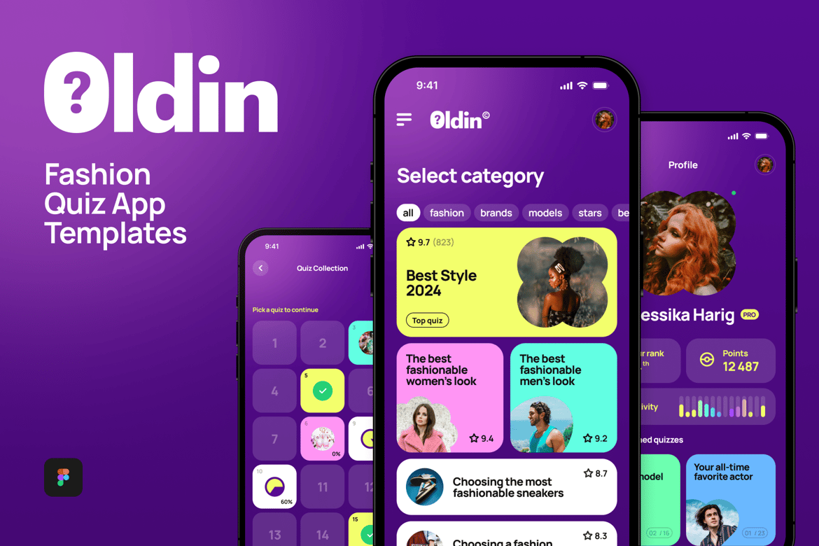 Download Oldin Fashion Quiz App Tempaltes Figma Design