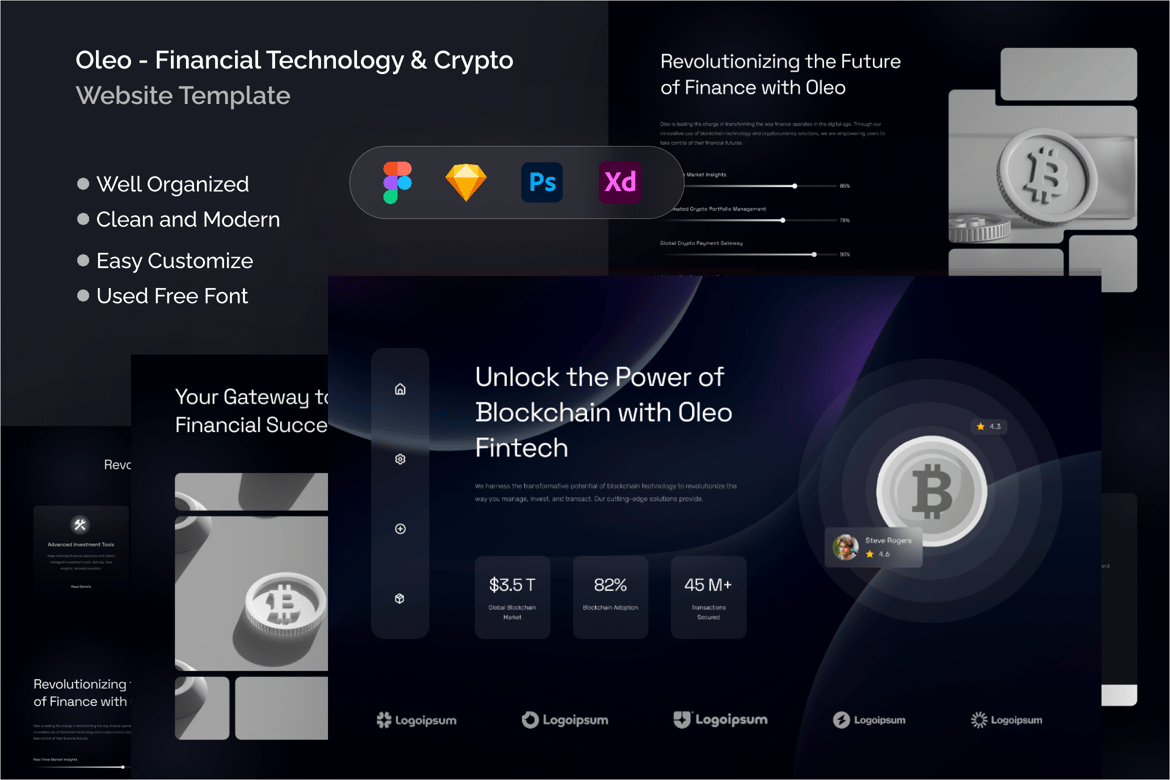 Download Oleo - Financial Technology & Crypto Website Figma Design