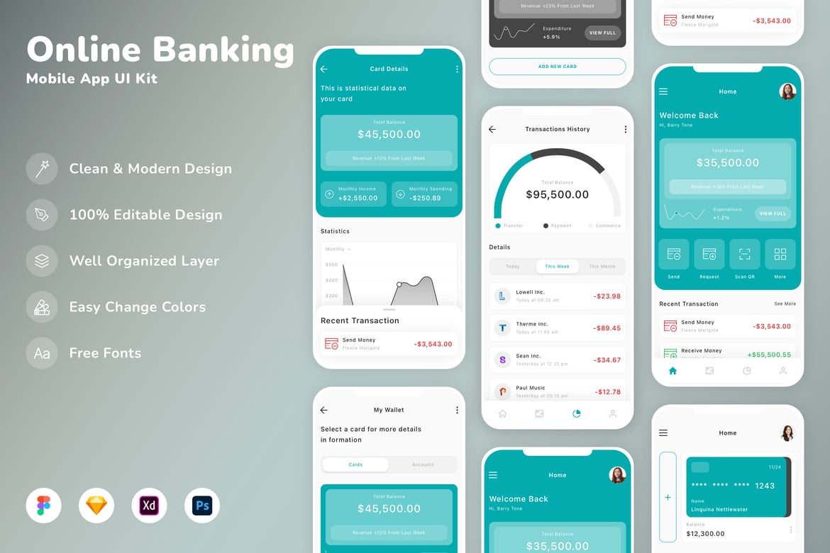 Download Online Banking Mobile App UI Kit Figma Design