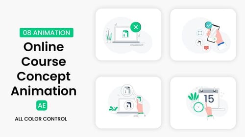 Download Online Course Concept Illustration After Effect Template