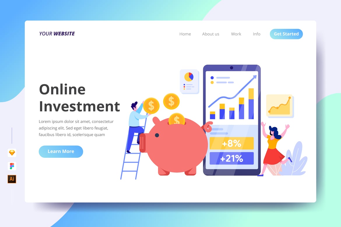 Download Online Investment - Landing Page Figma Design