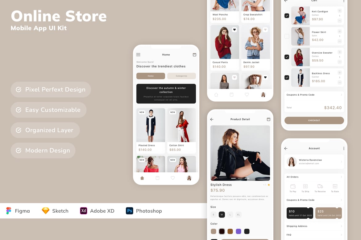 Download Online Store Mobile App UI Kit Figma Design