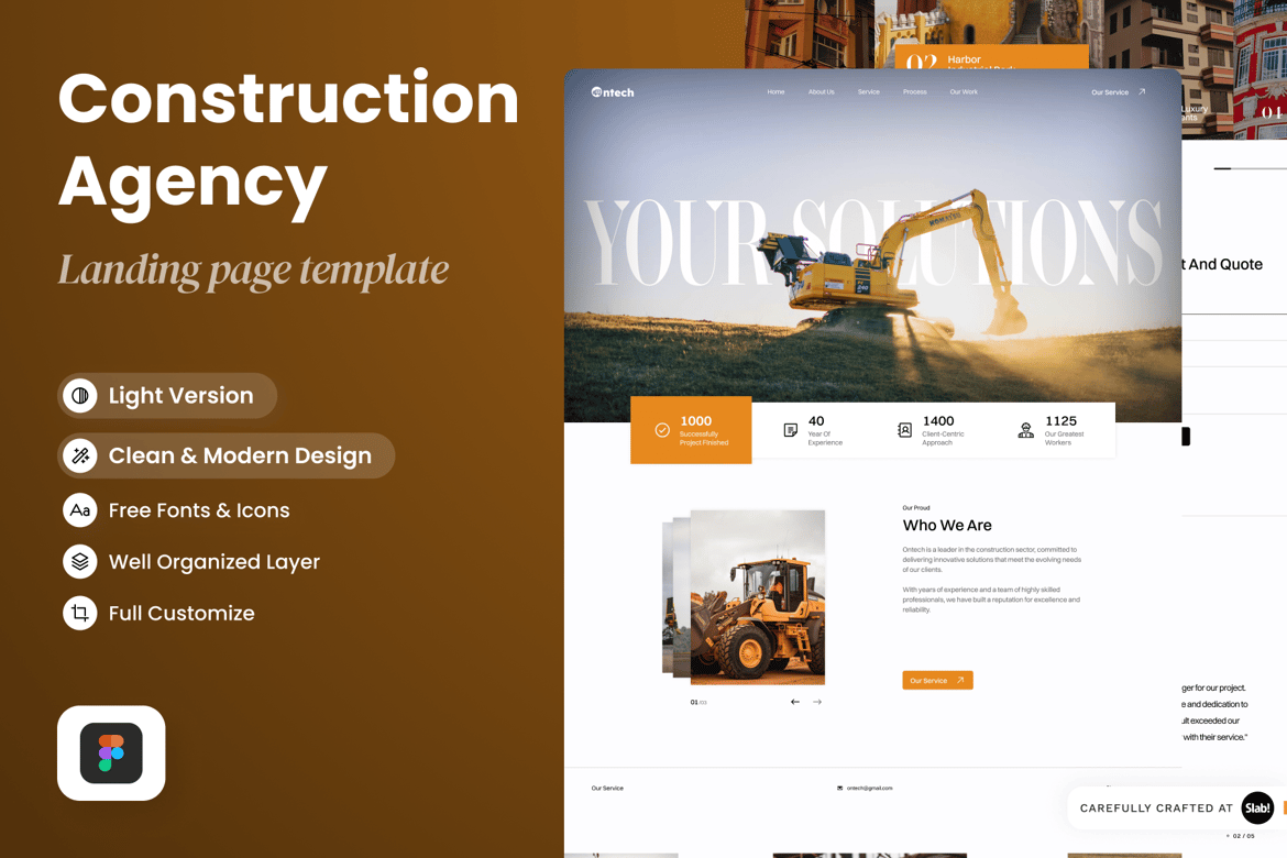 Download Ontech - Construction Agency Landing Page Figma Design