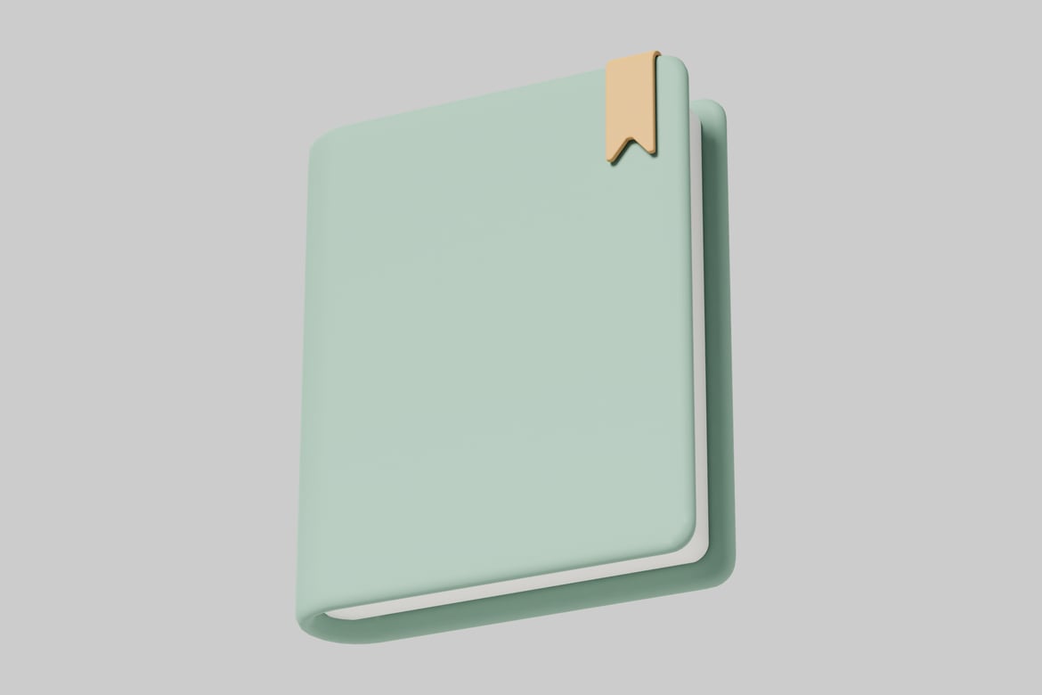 Download Open book with beige bookmark 3D Model