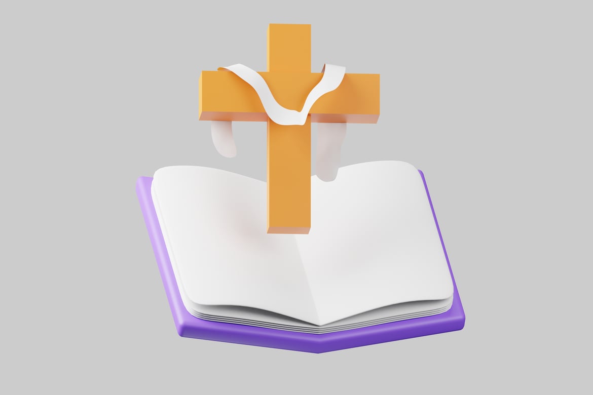 Download Open book with cross 3D Model