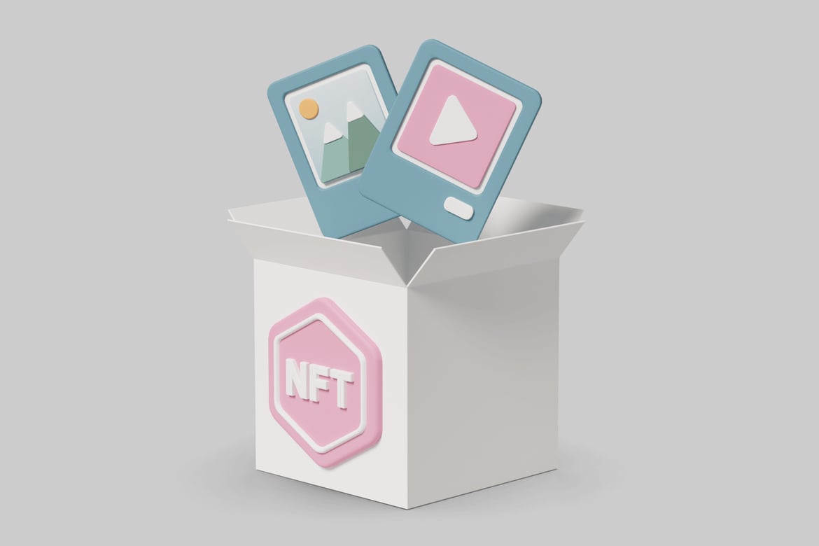 Download Open NFT box with cards 3D Model