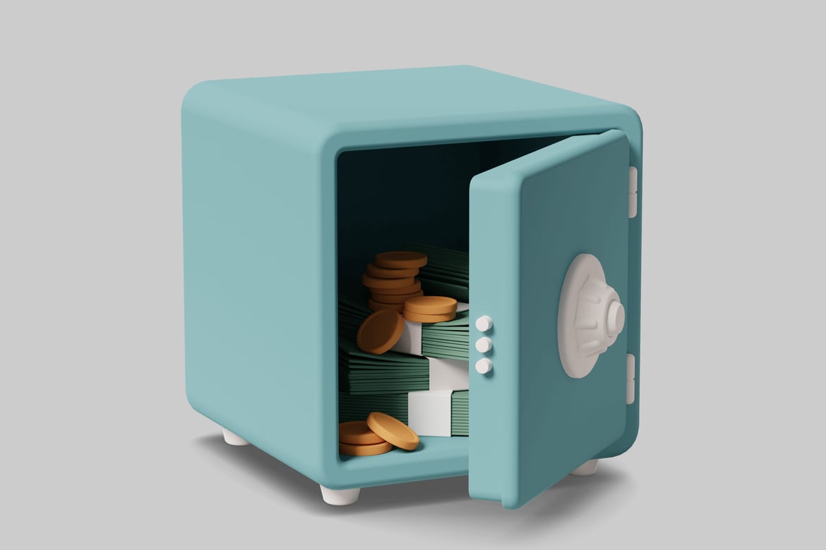 Download Open safe with stacks of money 3D Model