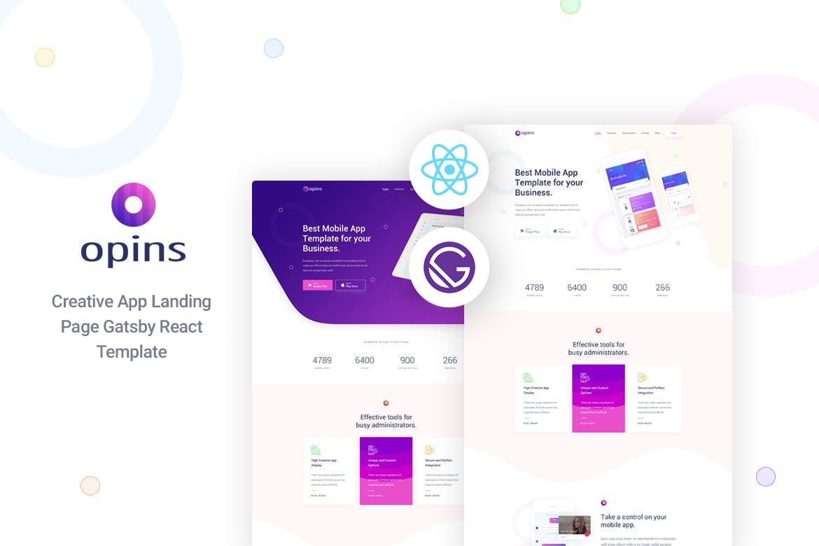 Download Opins - Gatsby React App Landing Page Template