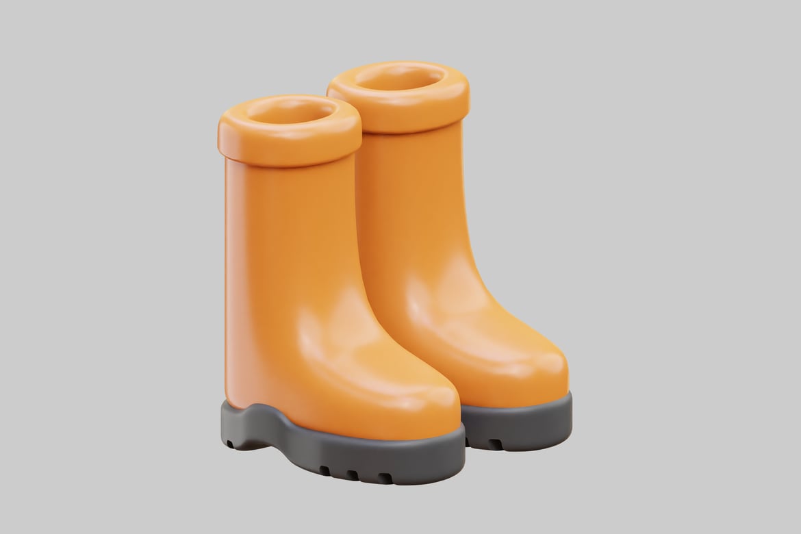 Download Orange boots with a thick sole. 3D Model