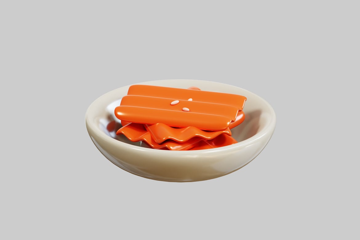 Download Orange Candy Bowl on a Sophisticated Table 3D Model