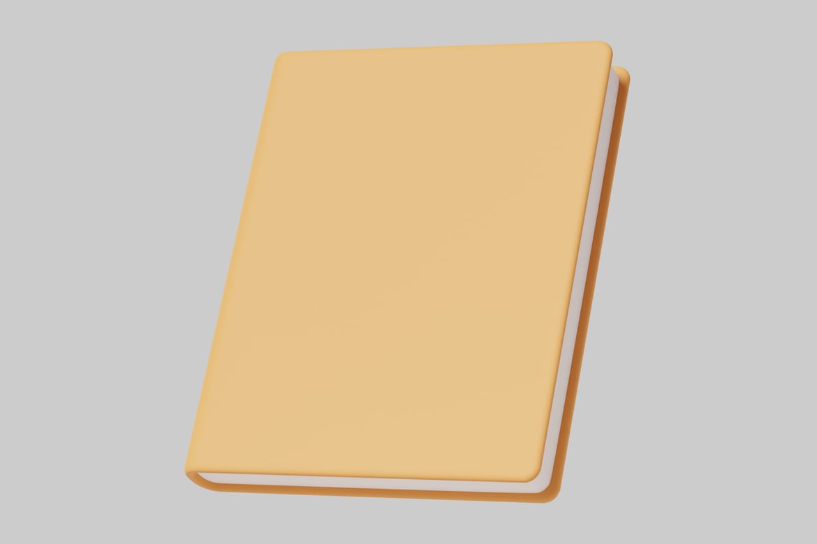 Download Orange hardcover book with subtle shadow effect. 3D Model