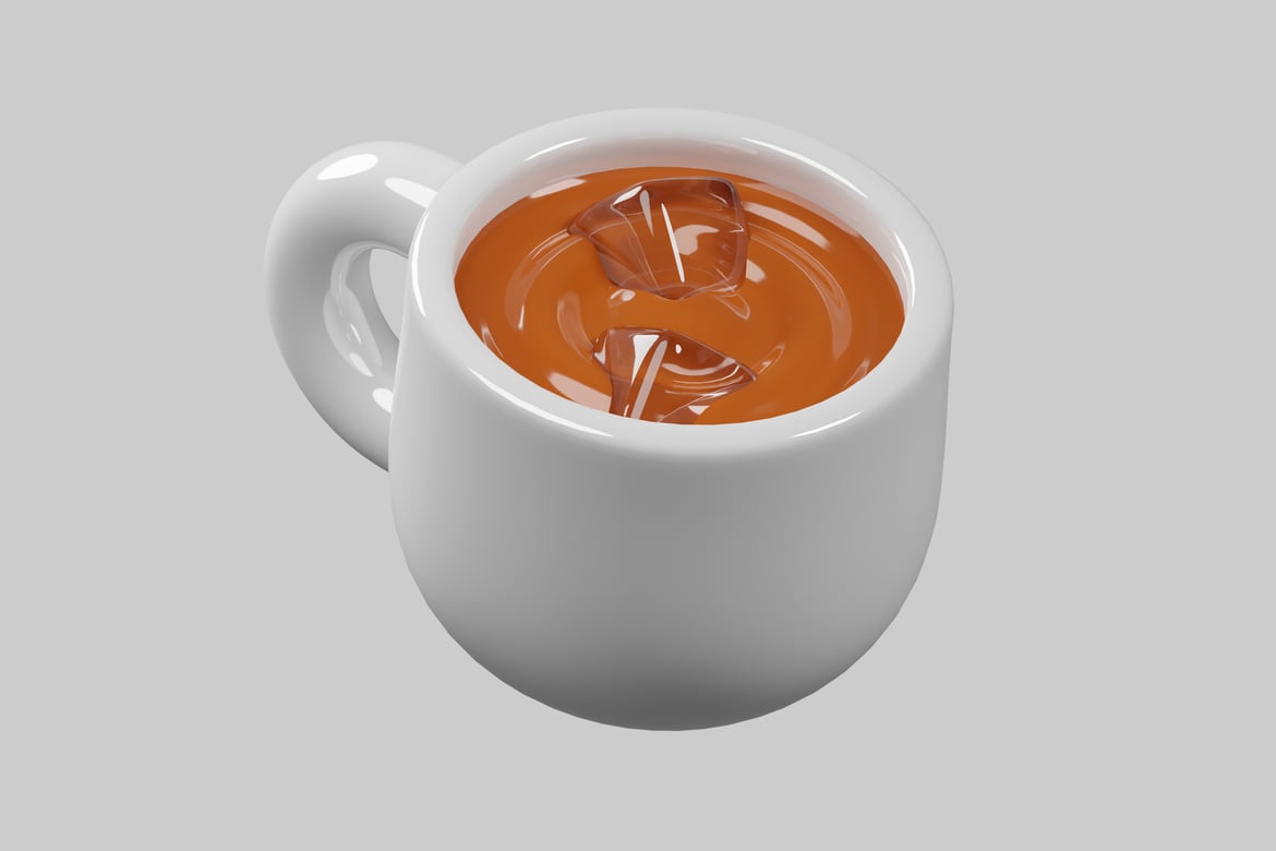 Download Orange Mug with Ice Cubes 3D Model