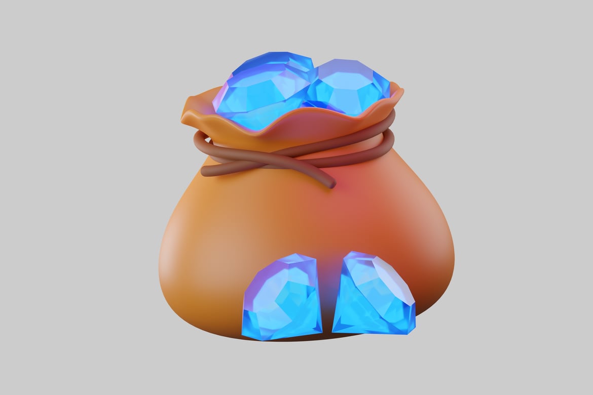 Download Orange pouch with gemstones 3D Model