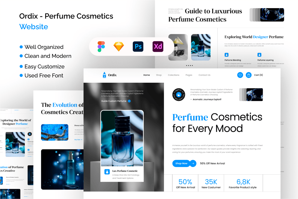 Download Ordix - Perfume Cosmetics Website Template Figma Design