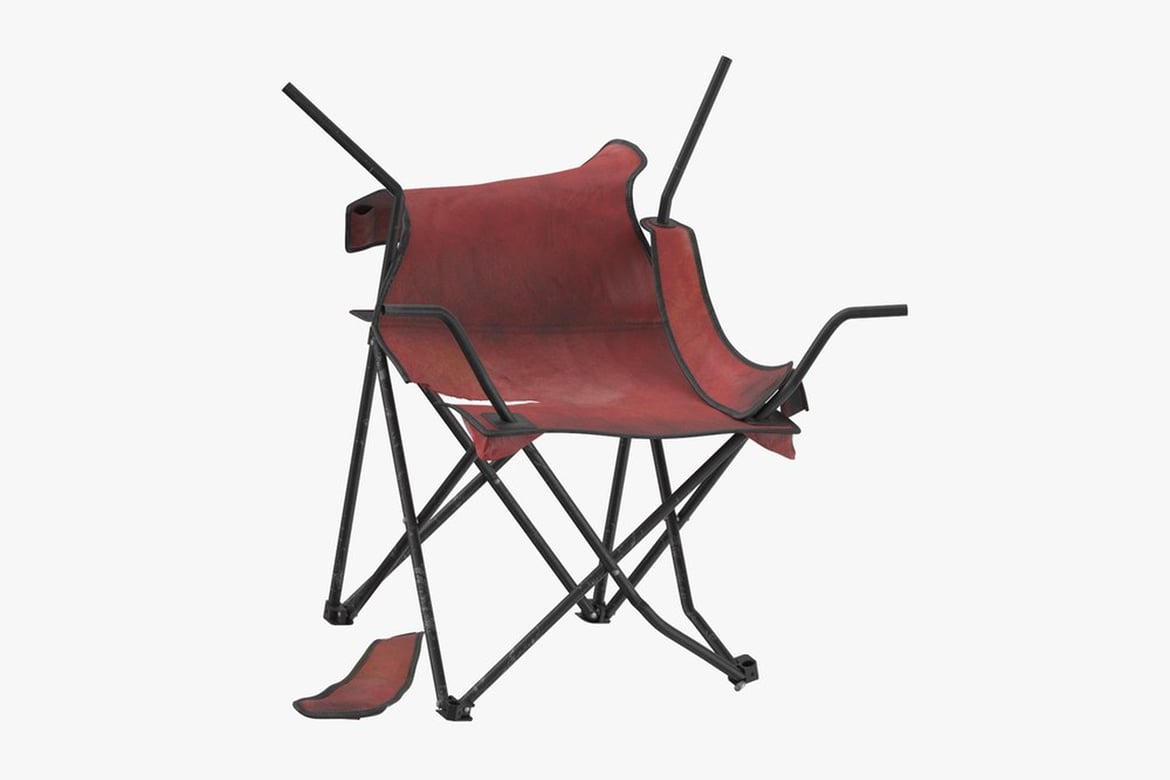 Download Outdoor Folding Chair Damaged 3D Model