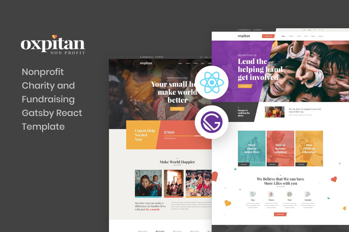 Download Oxpitan - Gatsby React Nonprofit Charity Template