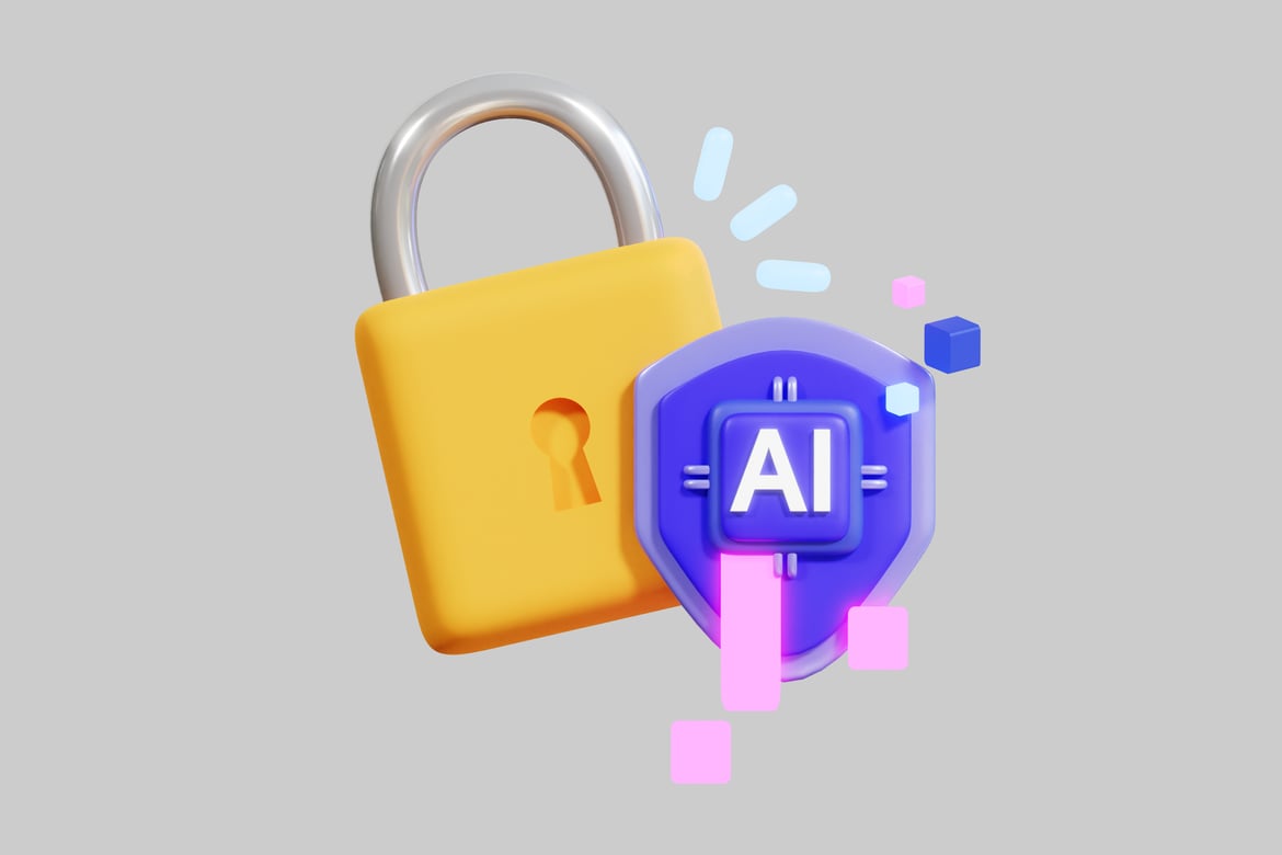 Download Padlock and shield with AI logo 3D Model