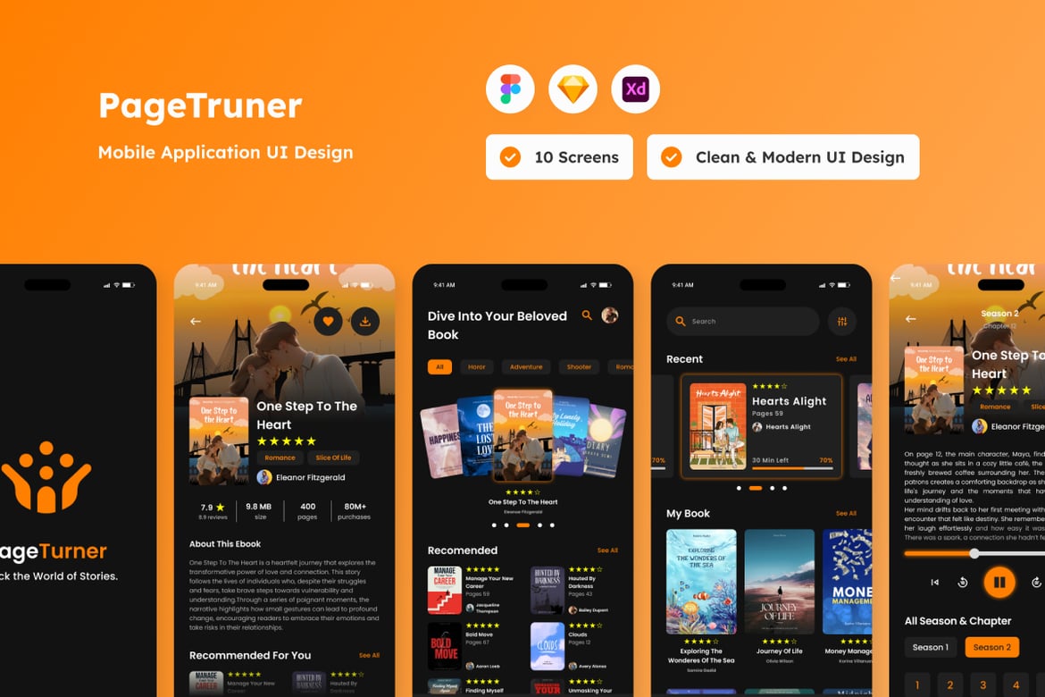 Download PageTurner - Ebook Mobile App Figma Design