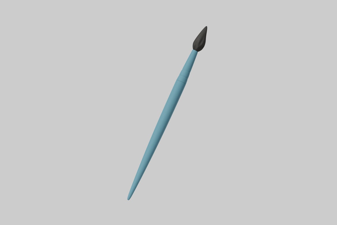 Download Paintbrush with a blue handle and a black tip 3D Model