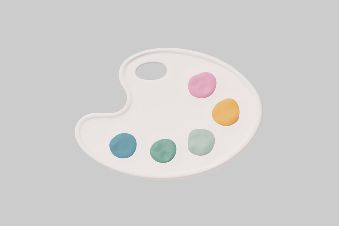 Download Palette with five different colors 3D Model