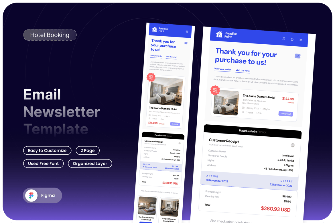 Download ParadisePoint - Thanks Order Email Newsletter Figma Design