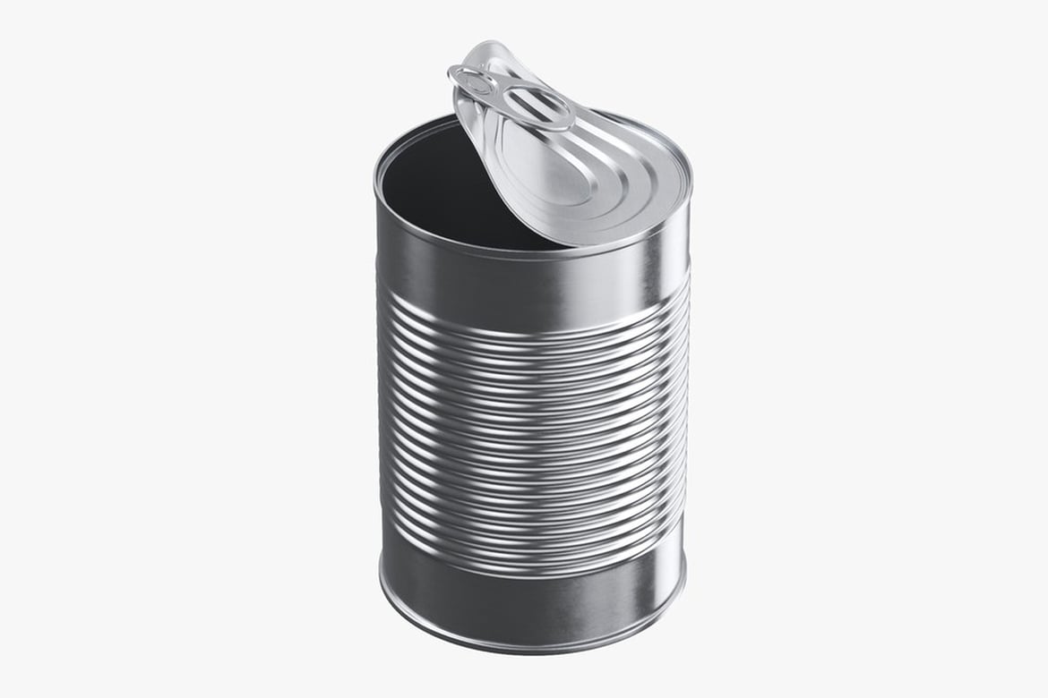 Download Partially Opened Ridged Metal Can 3D Model