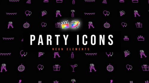 Download Party Neon Icons Apple Motion Template