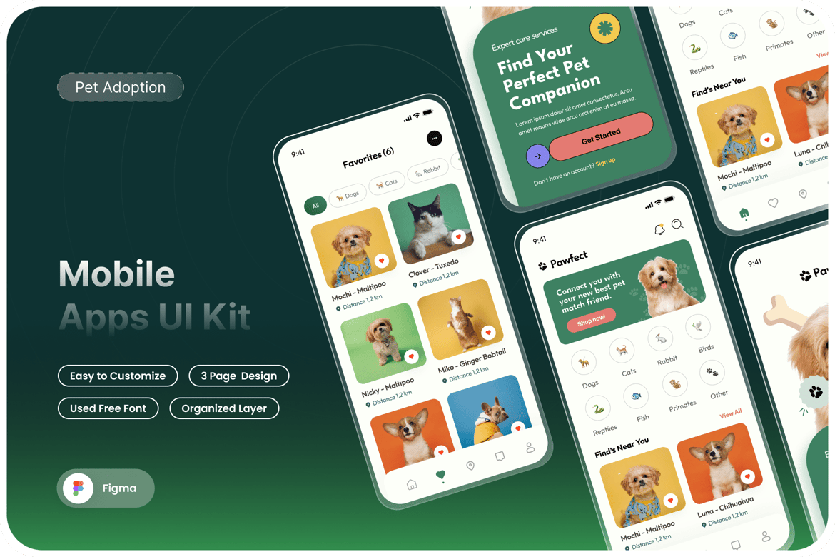 Download Pawfect - Pet Adoption Mobile Apps Figma Design