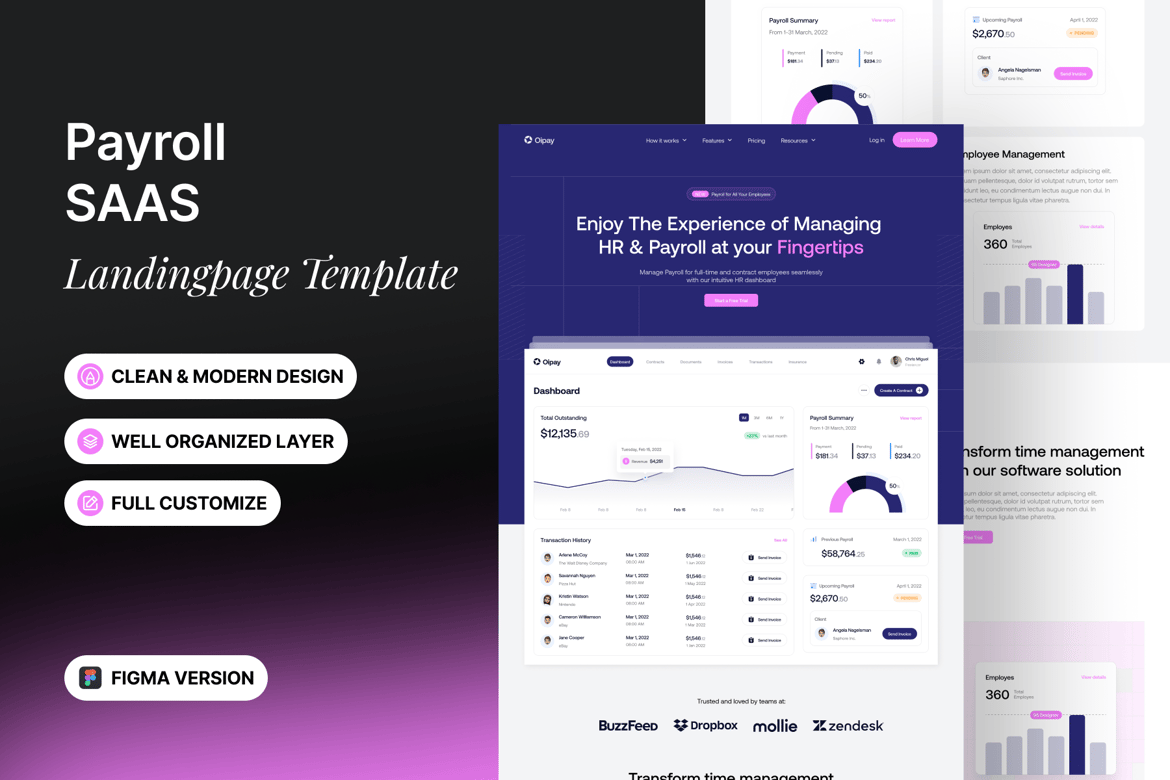 Download Payroll  SAAS - Landing Page Figma Design