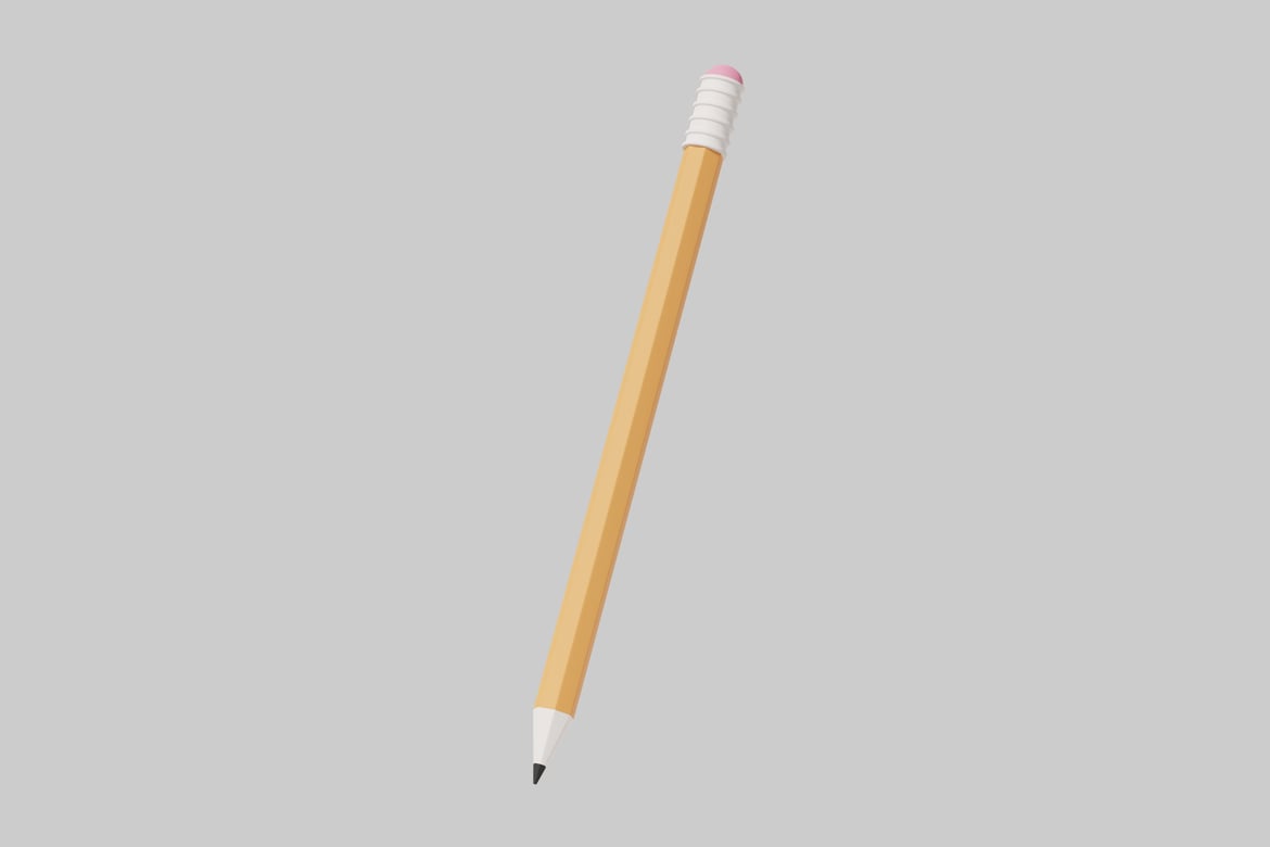 Download Pencil with eraser and pink cap. 3D Model