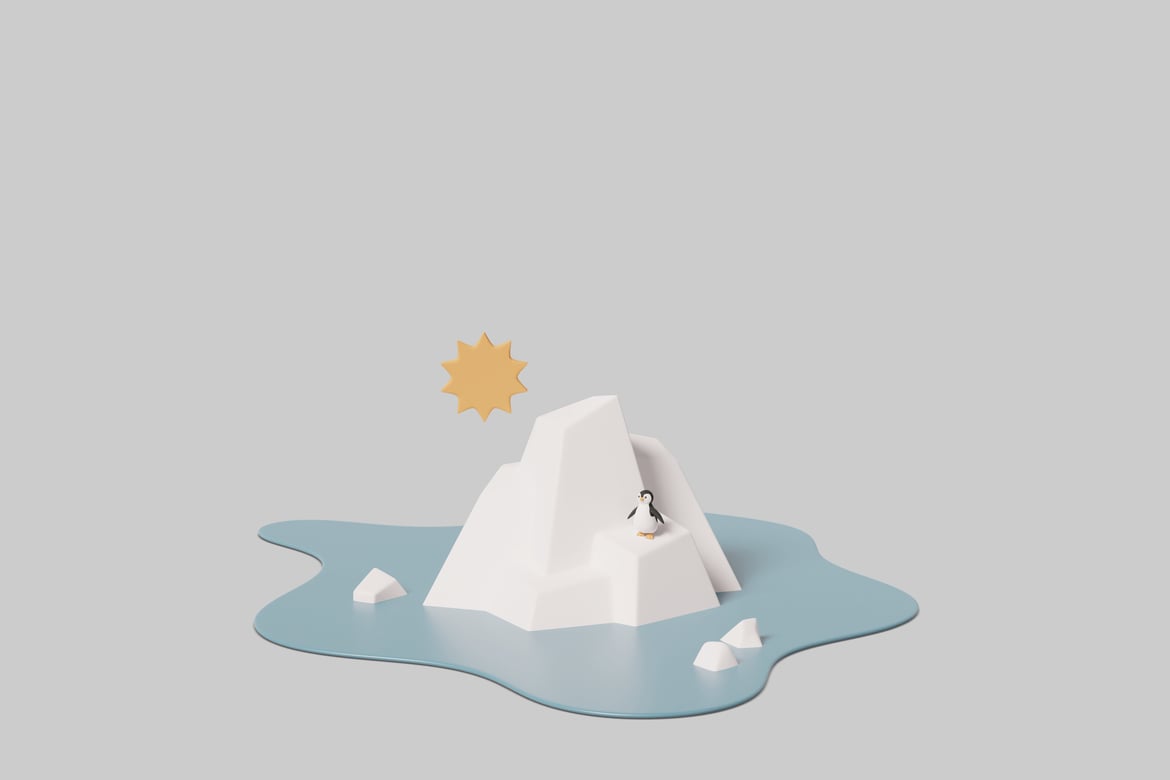 Download Penguin on an iceberg. 3D Model